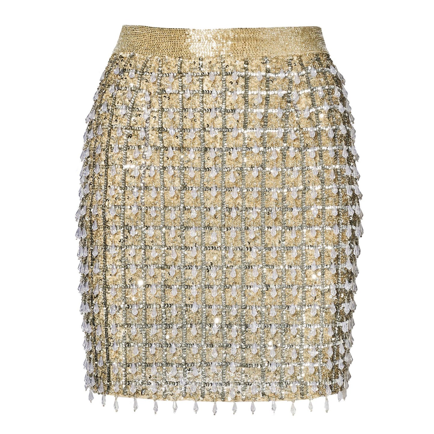 Skirt Hand Beaded Mini Skirt Only  Nude