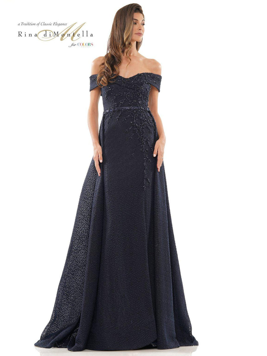 Formal Dresses Long Off Shoulder Formal Dress Navy