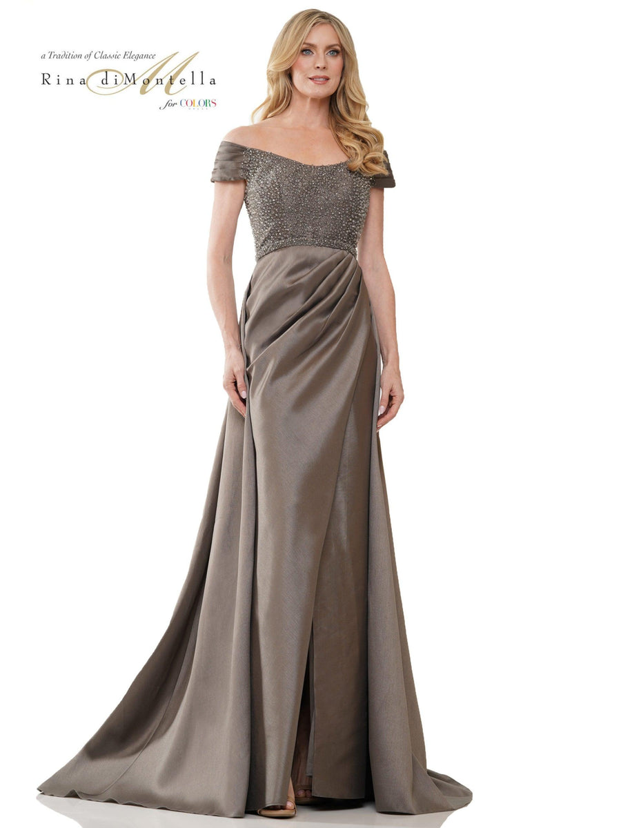 Formal Dresses Long Off Shoulder Formal Gown Gunmetal