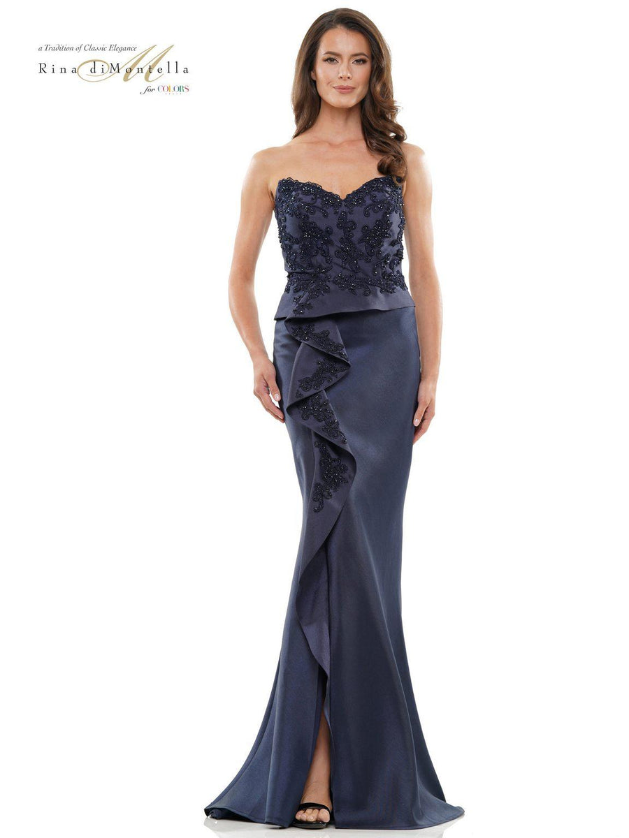 Formal Dresses Long Strapless Formal Dress Navy