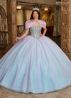 Quinceniera Dresses Long Beaded Quinceniera Ball Gown Lilac Light Blue