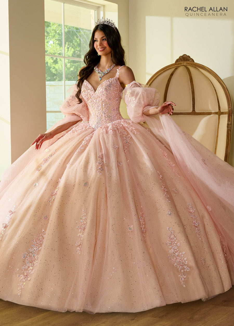 Quinceniera Dresses Quinceniera Long Glitter Ball Gown Blush Champagne