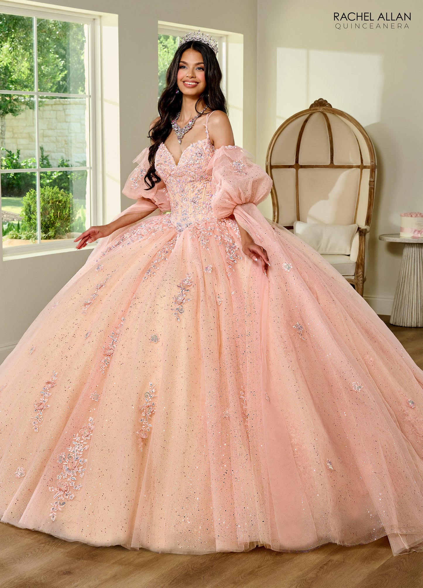 Quinceniera Dresses Quinceniera Long Glitter Ball Gown Blush Champagne