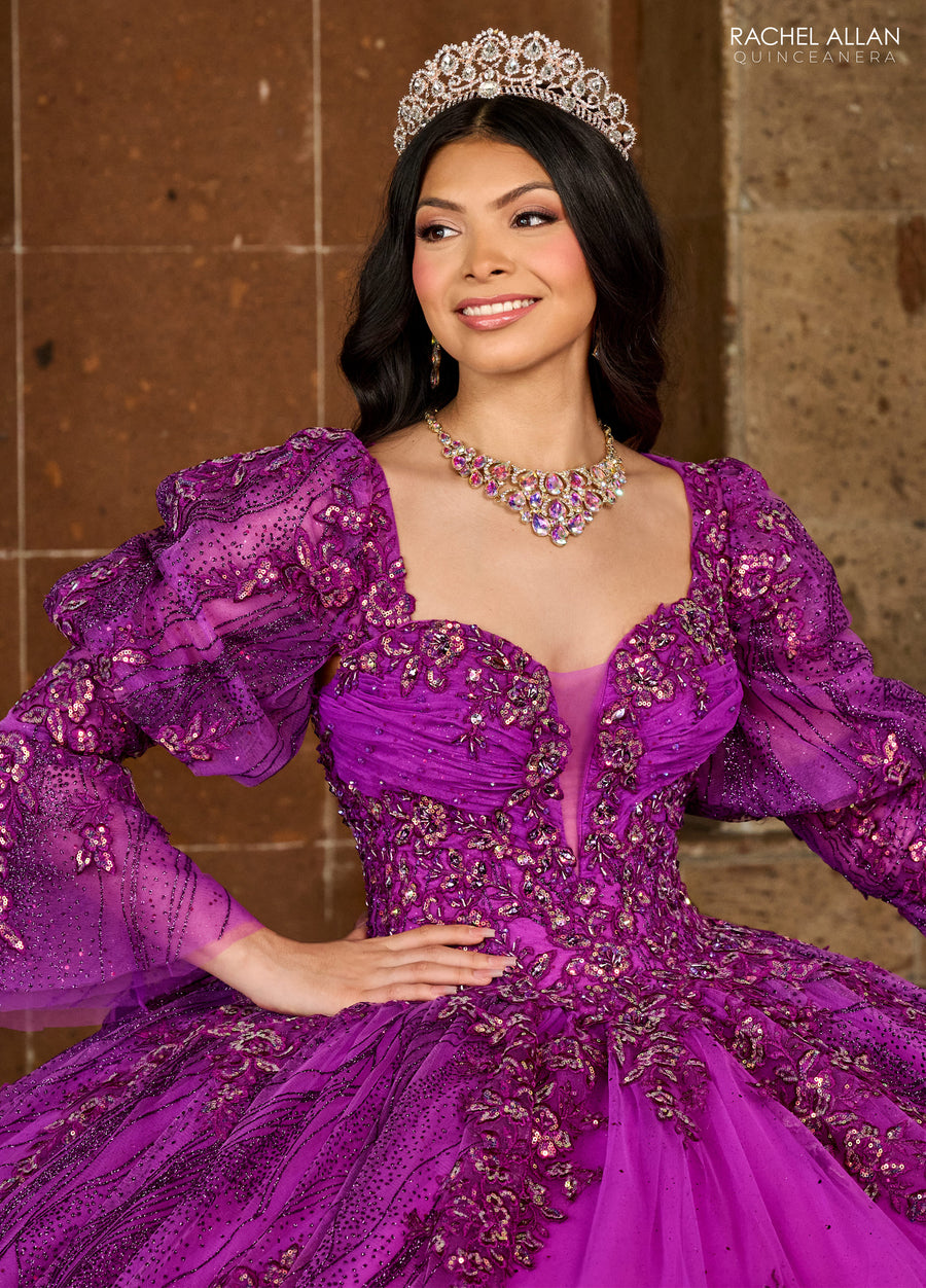 Quinceniera Dresses Quinceniera Applique Long Ball Gown Purple