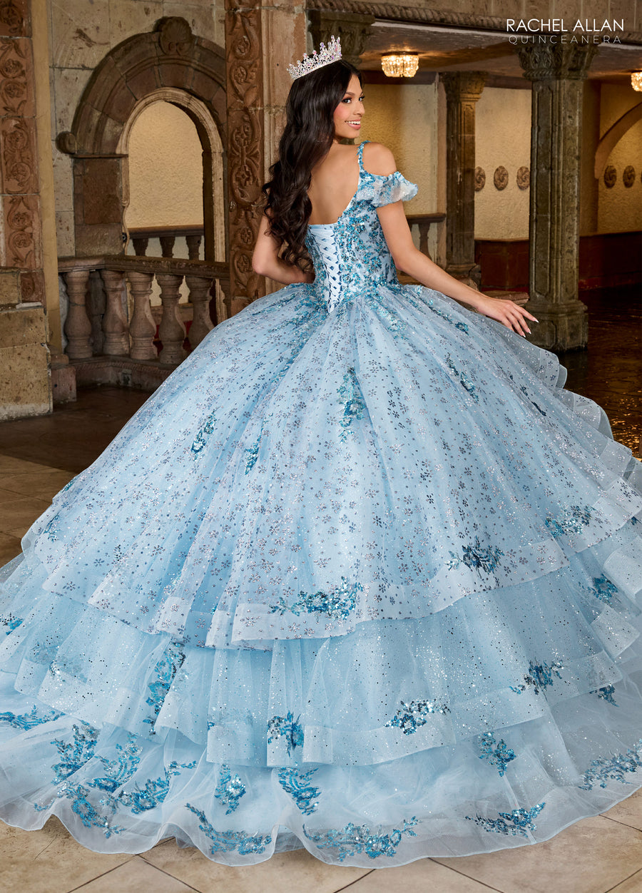 Quinceniera Dresses Quinceniera Ruffle Long Ball Gown Light Blue