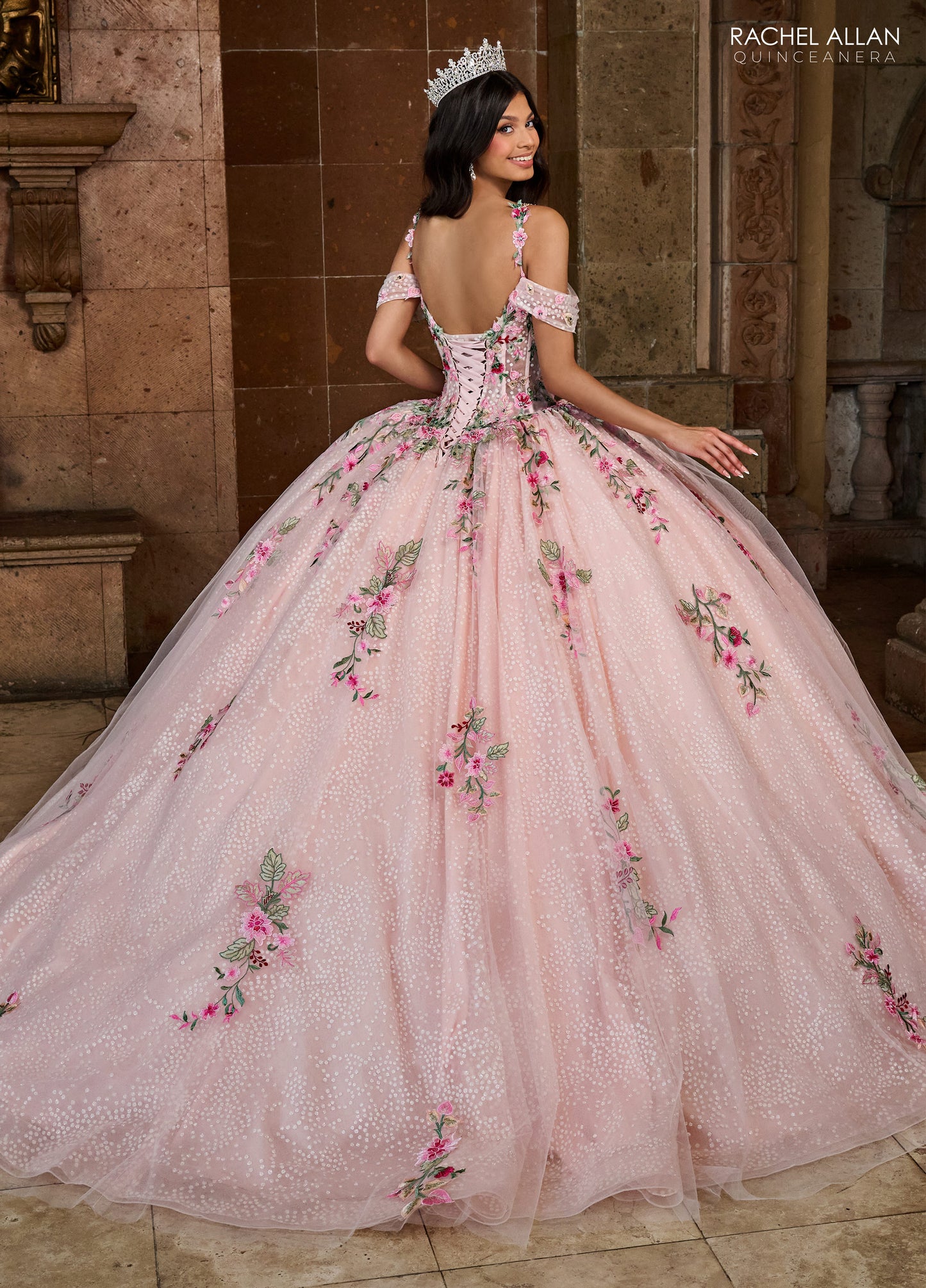 Quinceanera Dresses Long Quinceanera Detachable Cape Ball Gown Blush Multi