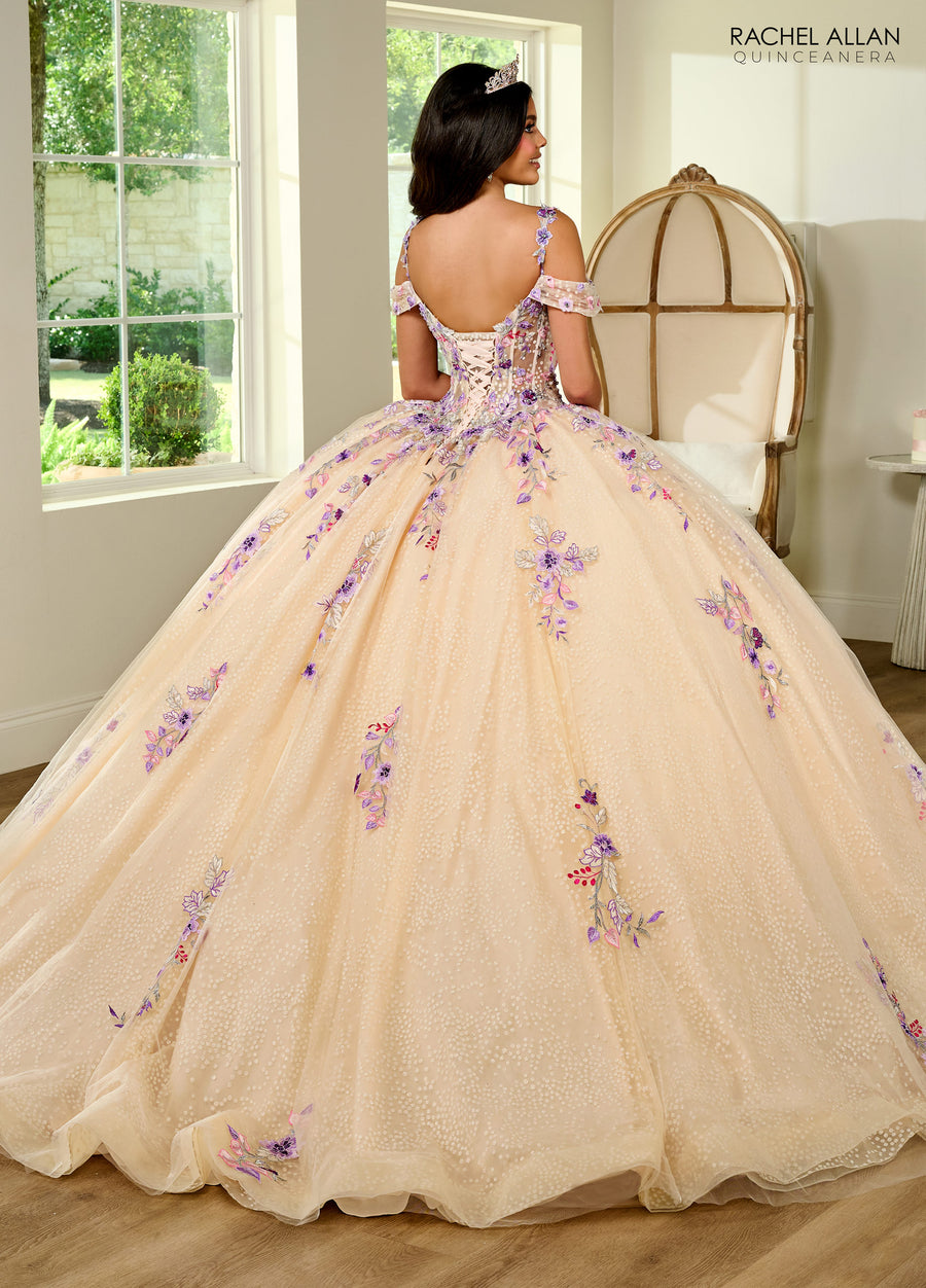 Quinceanera Dresses Long Quinceanera Detachable Cape Ball Gown Champagne Multi