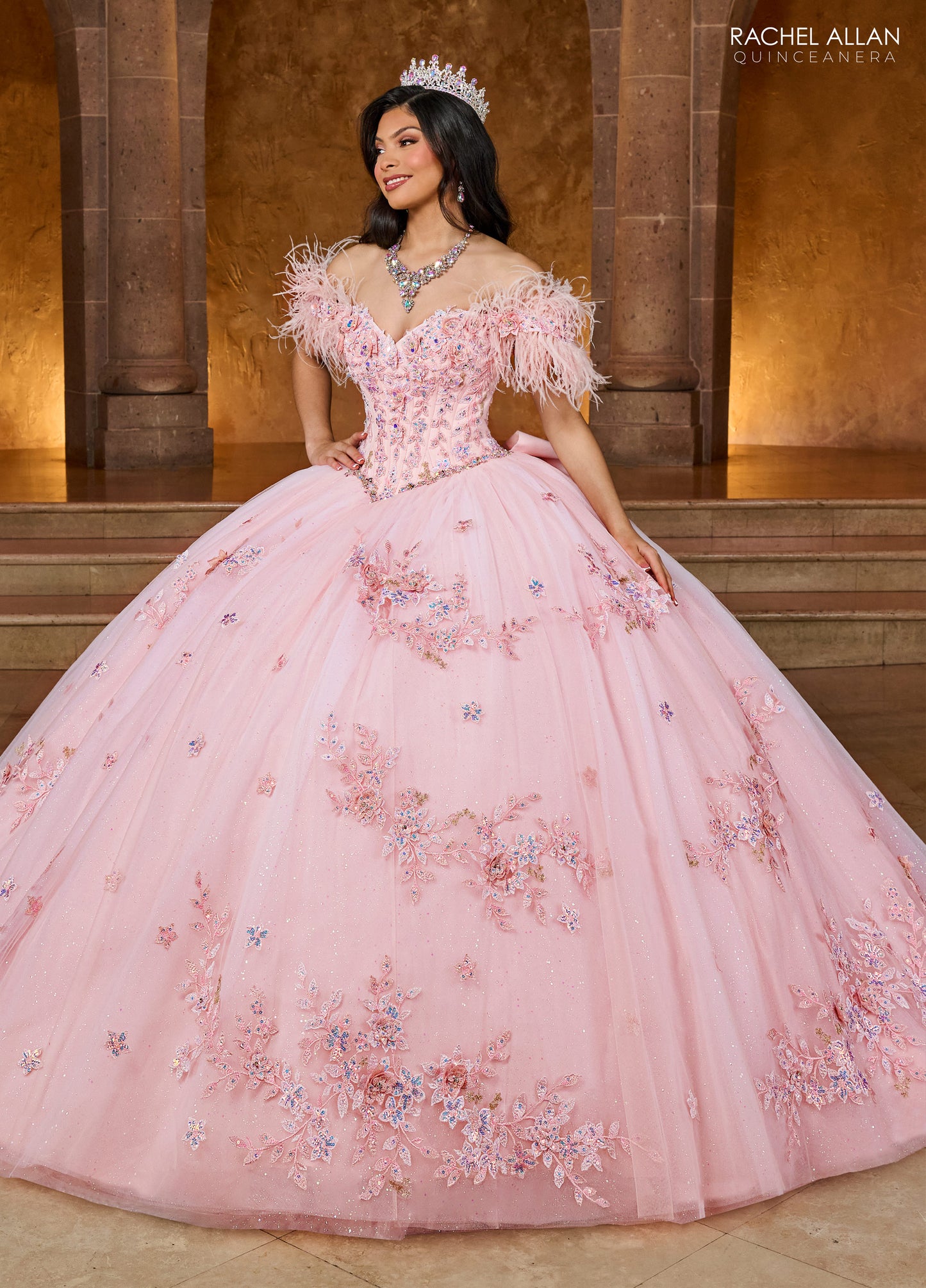 Quinceanera Dresses Long Quinceanera Feather Ball Gown Blush