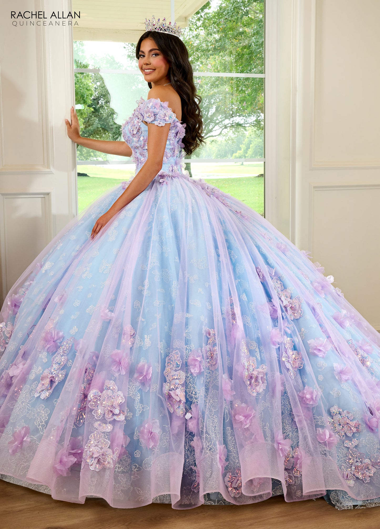 Quinceanera Dresses Quinceanera Applique Long Ball Gown Lilac Light Blue