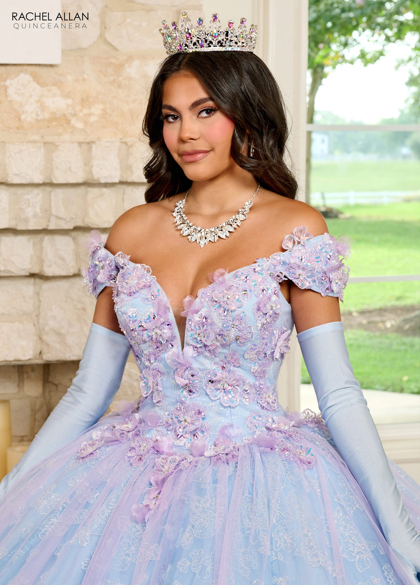 Quinceanera Dresses Quinceanera Applique Long Ball Gown Lilac Light Blue