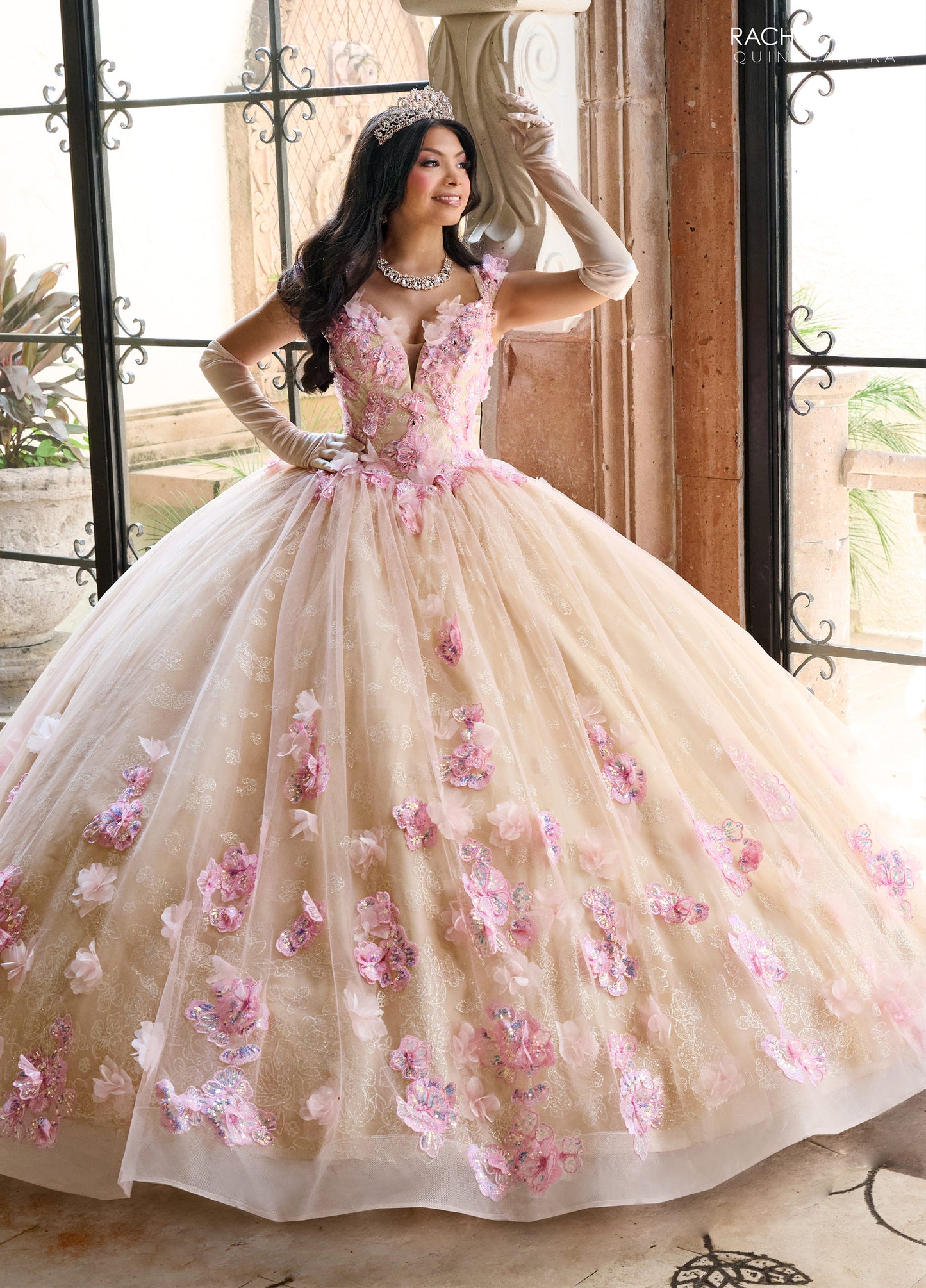 Quinceanera Dresses Quinceanera Applique Long Ball Gown Pink Champagne