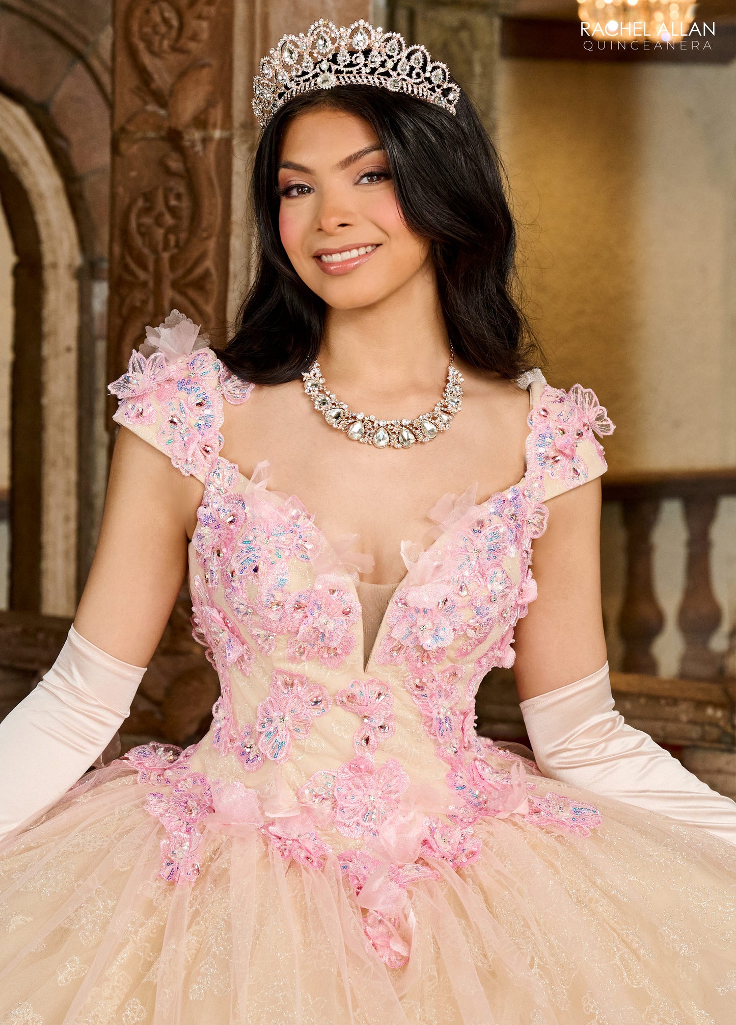 Quinceanera Dresses Quinceanera Applique Long Ball Gown Pink Champagne