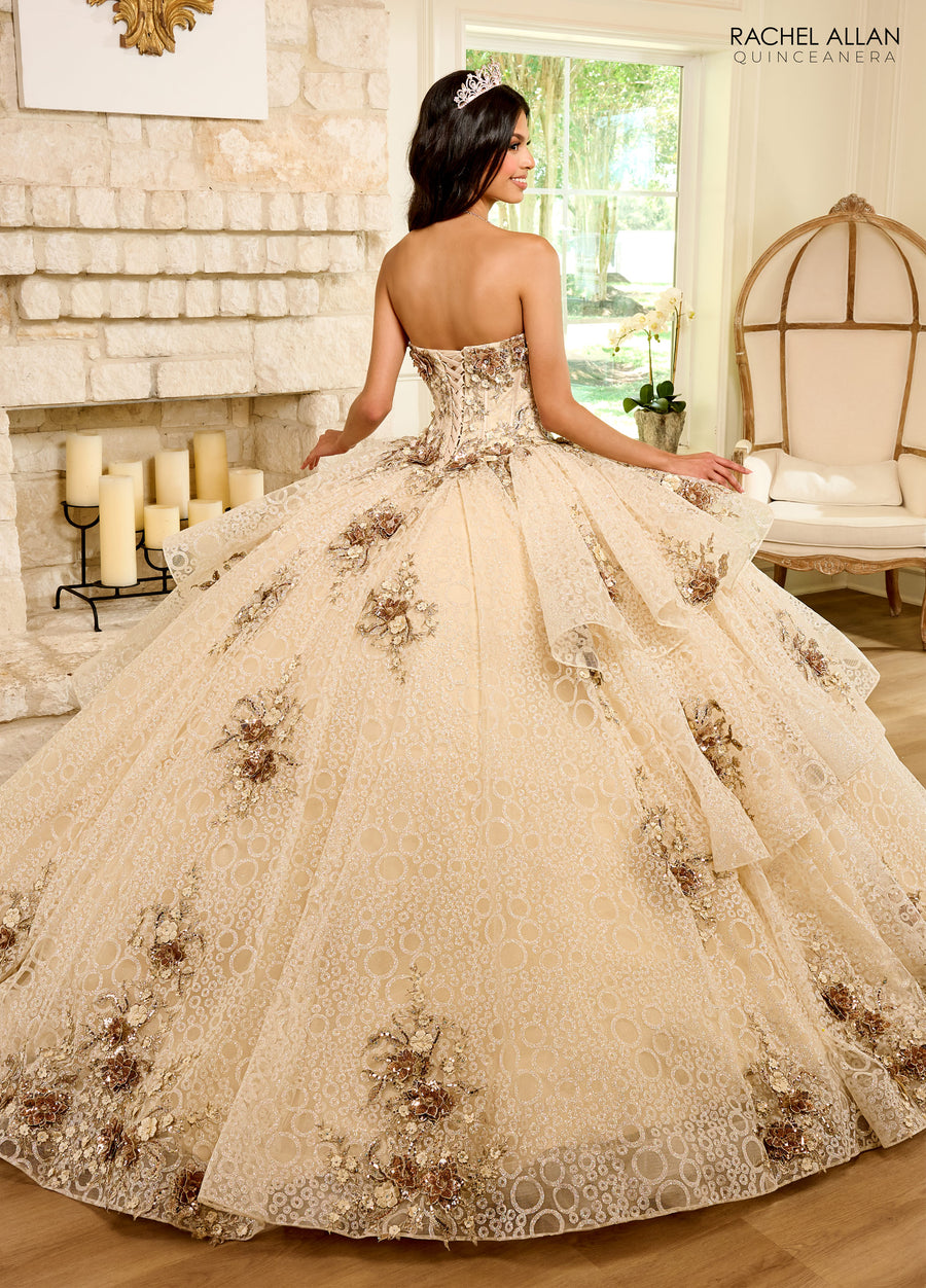 Quinceanera Dresses Quinceanera Detachable Sleeve Long Ball Gown Champagne Gold