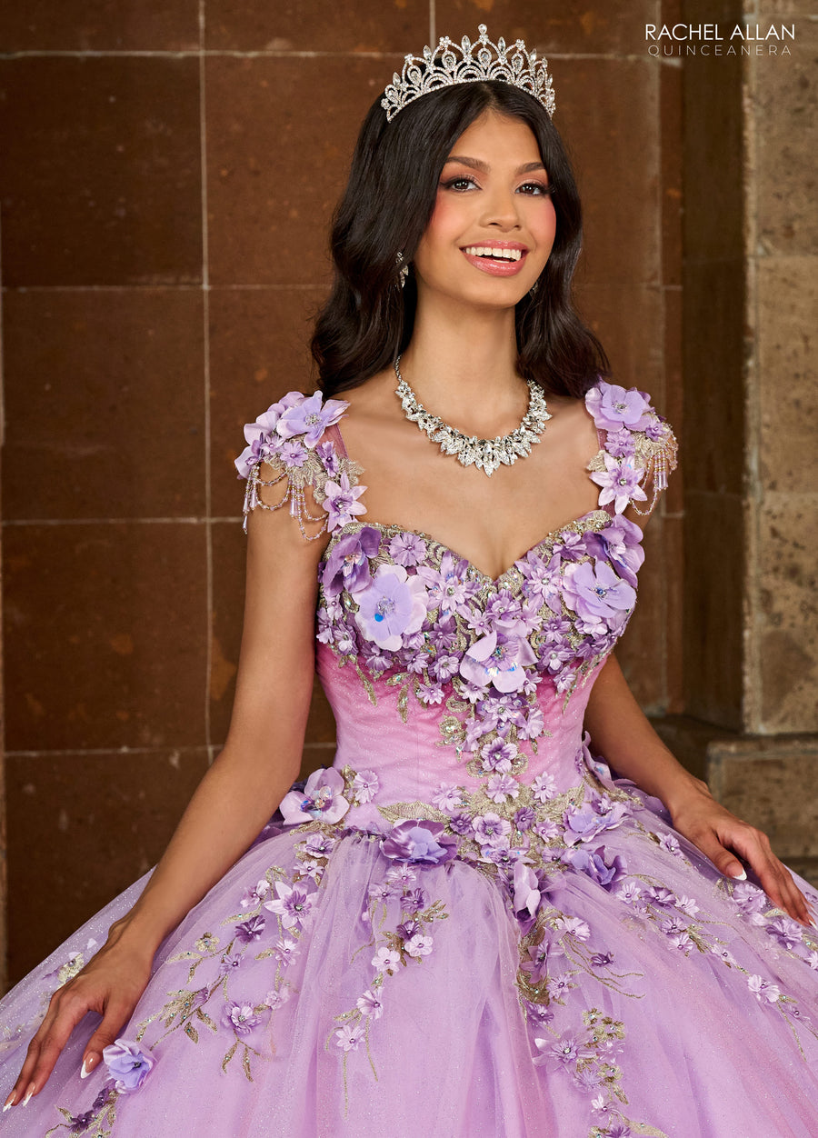 Quinceanera Dresses Ombre Quinceanera Floral Applique Ball Gown Lilac Ombre