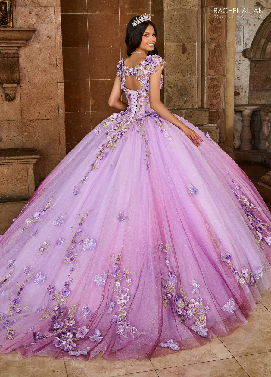 Quinceanera Dresses Ombre Quinceanera Floral Applique Ball Gown Lilac Ombre