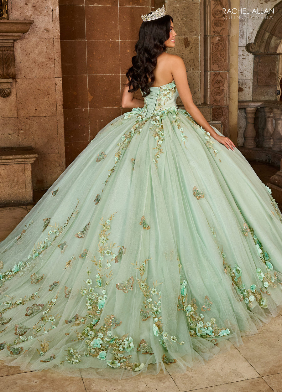 Quinceanera Dresses Ombre Quinceanera Floral Applique Ball Gown Sage Ombre