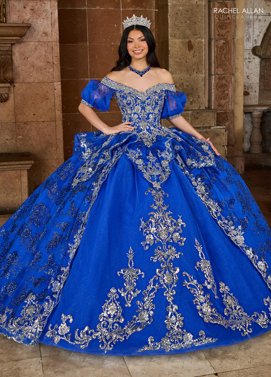 Quinceanera Dresses Long Quinceanera Beaded Detachable Sleeve Ball Gown Royal