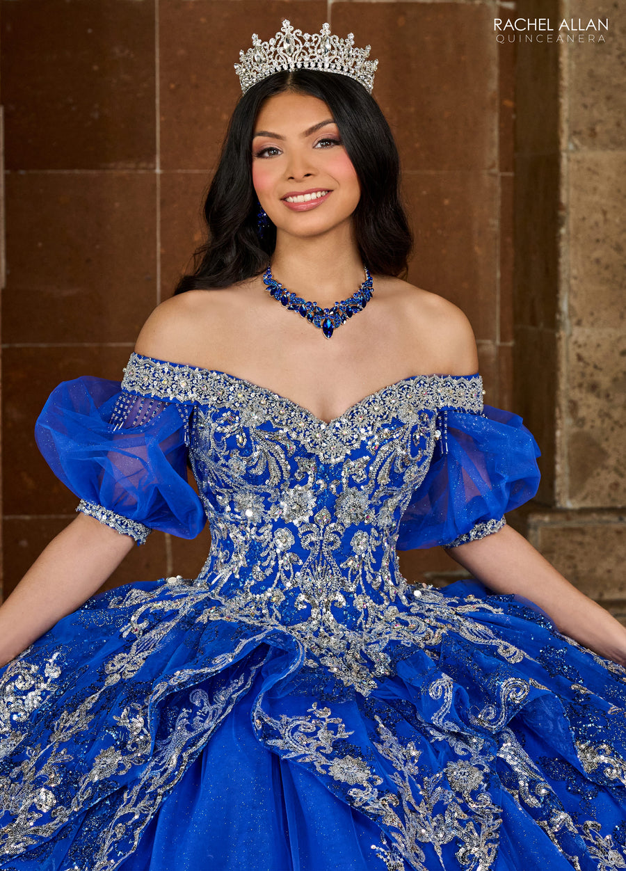 Quinceanera Dresses Long Quinceanera Beaded Detachable Sleeve Ball Gown Royal