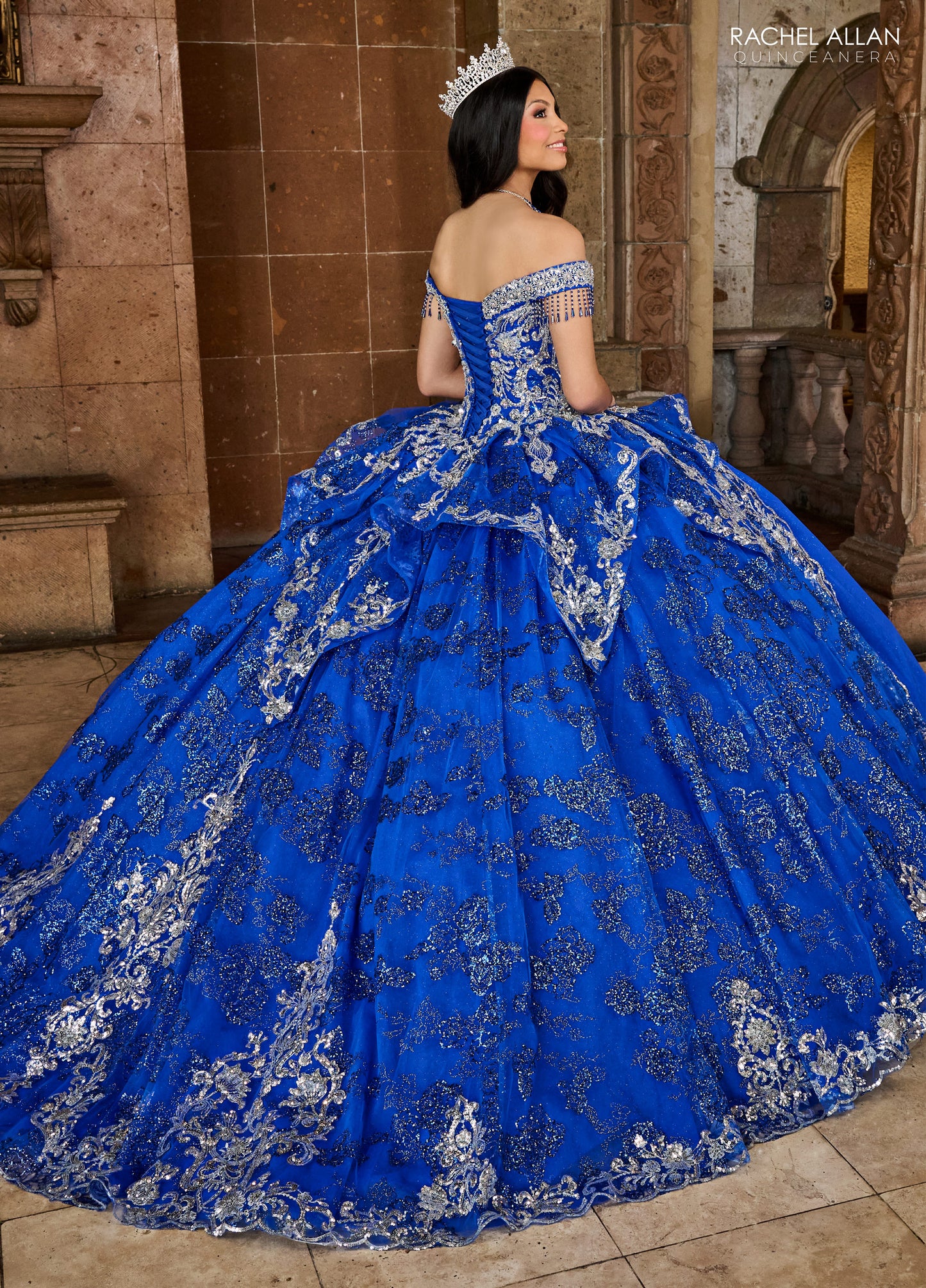 Quinceanera Dresses Long Quinceanera Beaded Detachable Sleeve Ball Gown Royal