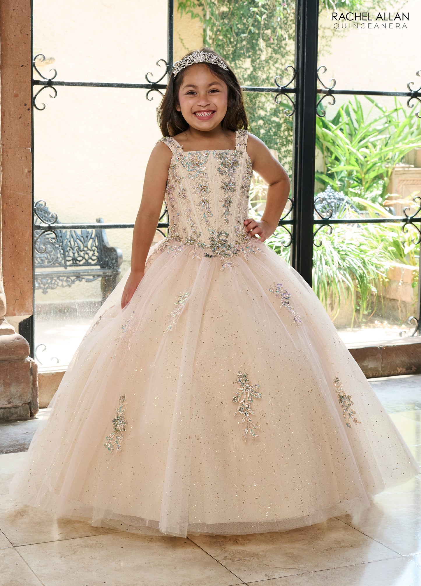 Flower Girl Dresses Glitter Flower Girl Dress with Detachable Sleeves Blush Champagne