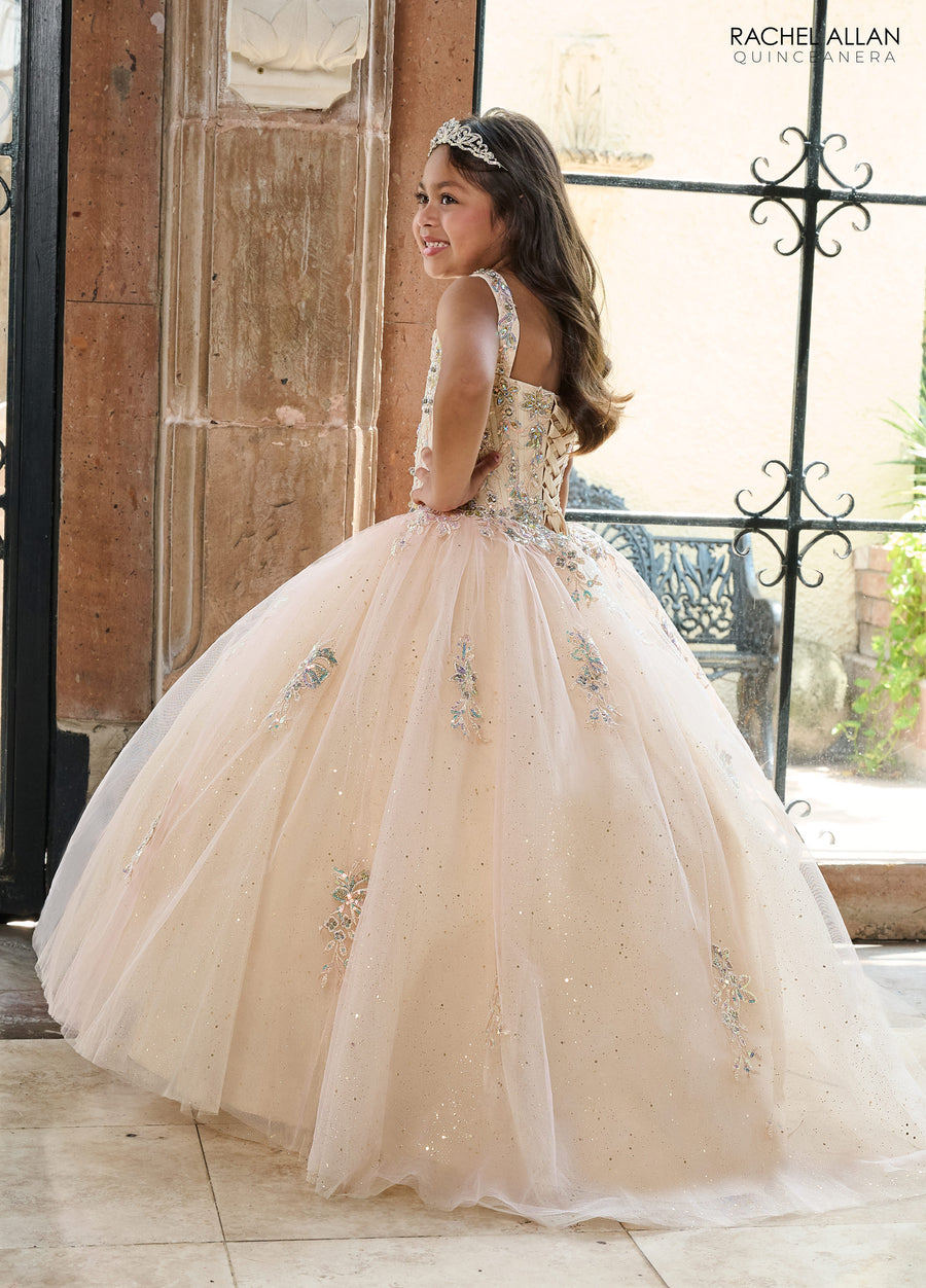 Flower Girl Dresses Glitter Flower Girl Dress with Detachable Sleeves Blush Champagne