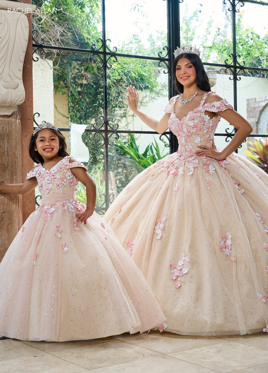 Flower Girl Dresses Long Glitter Flower Girl Dress Champagne Multi