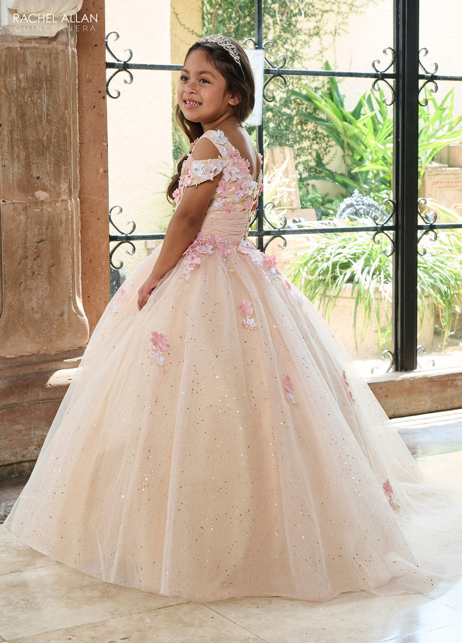 Flower Girl Dresses Long Glitter Flower Girl Dress Champagne Multi