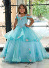 Flower Girl Dresses Long Ruffle Flower Girl Dress Aqua Light Blue Multi