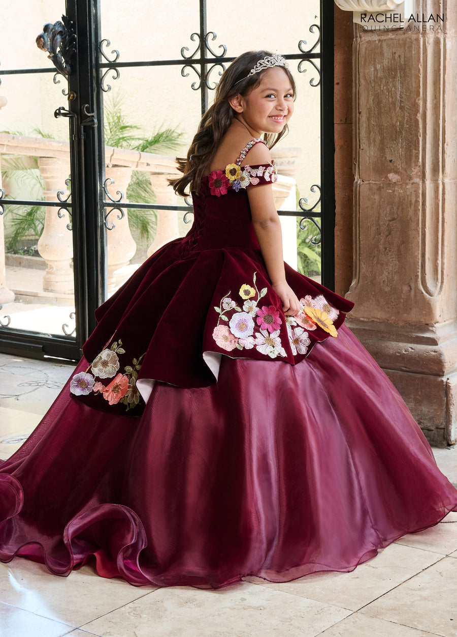 Flower Girl Dresses Floral Applique Flower Girl Dress Burgundy Multi