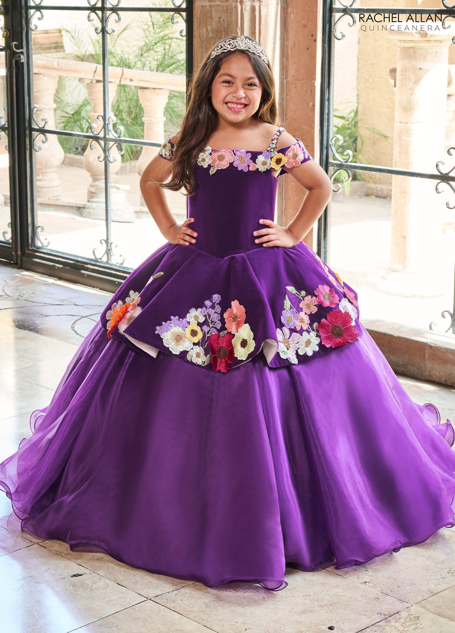 Flower Girl Dresses Floral Applique Flower Girl Dress Purple Multi