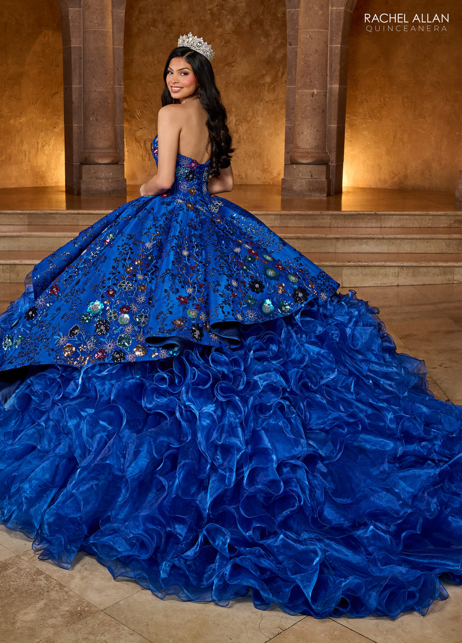 Quinceanera Dresses Ruffle Underlay Quinceanera Long Ball Gown Royal Multi