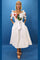 Formal Dresses Off Shoulder Warp Belt Flower Print Midi Dress White