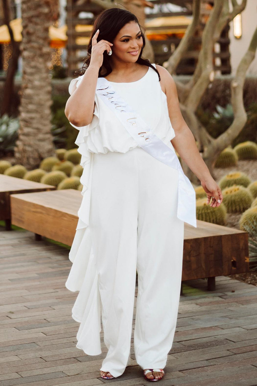  Plus Size Bridal Wedding Jumpsuit Ivory