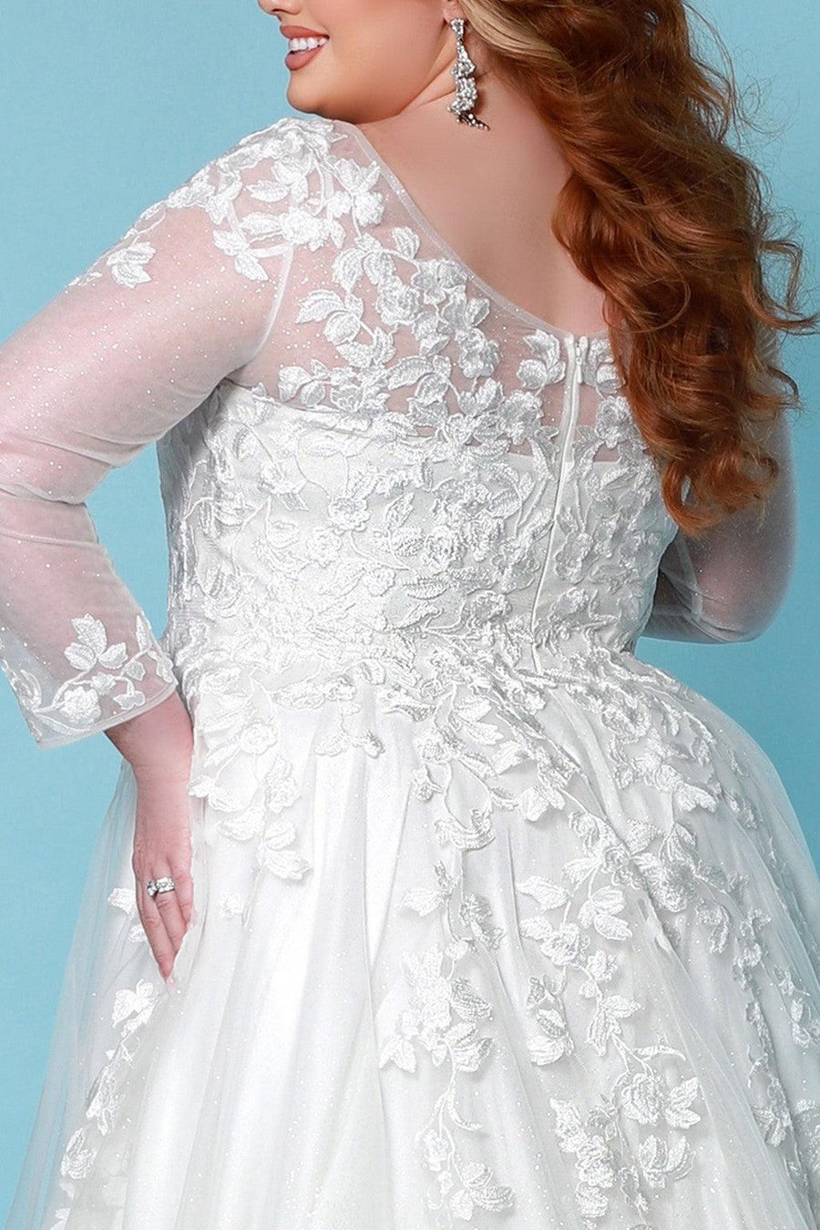 Wedding Dresses Long Sleeve Glitter Tulle Wedding Dress Ivory