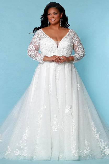 Long Sleeved Plus Size Ballgown With Floral Lace Essense Of, 57% OFF