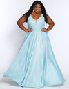  Long Plus Size Metallic Prom Dress Capri