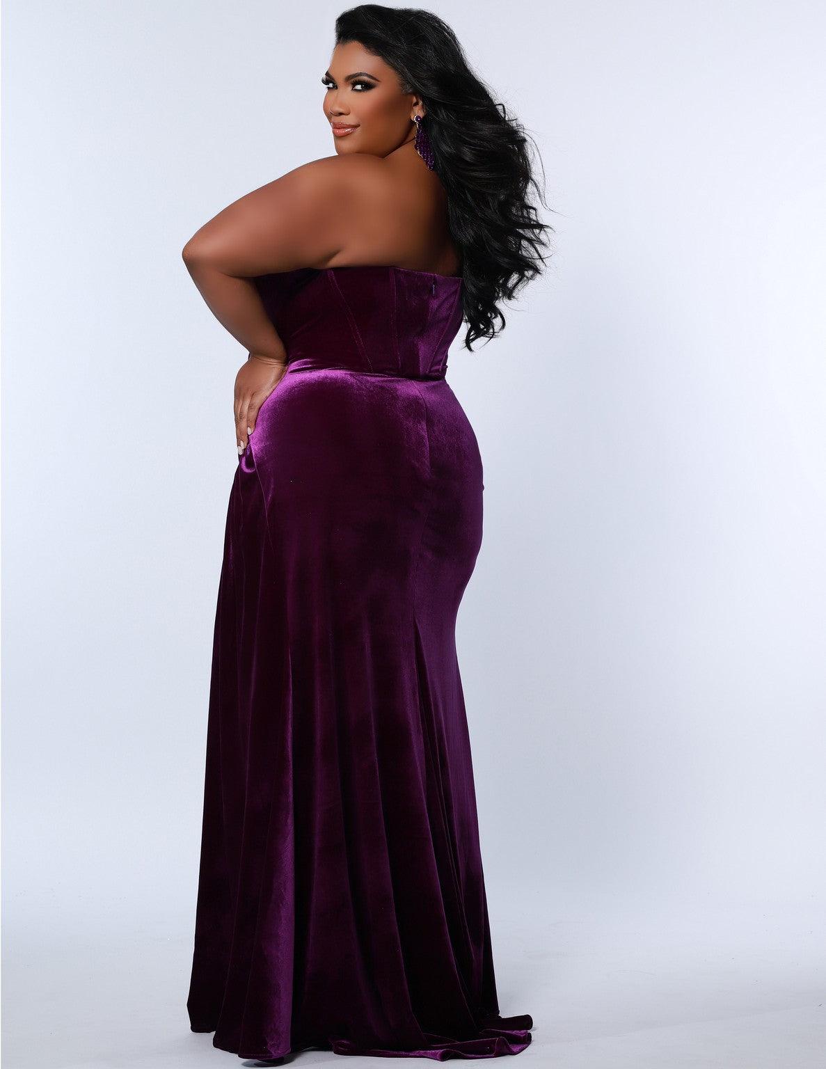 Plus Size Dresses Plus Size Long Strapless Prom Dress Purple