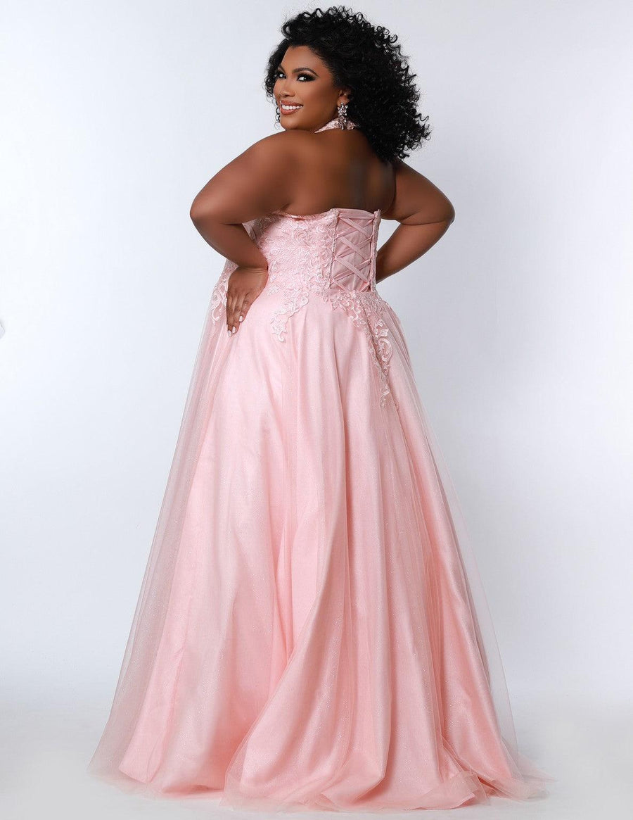 Plus Size Dresses Plus Size Long Halter Prom Dress Peach