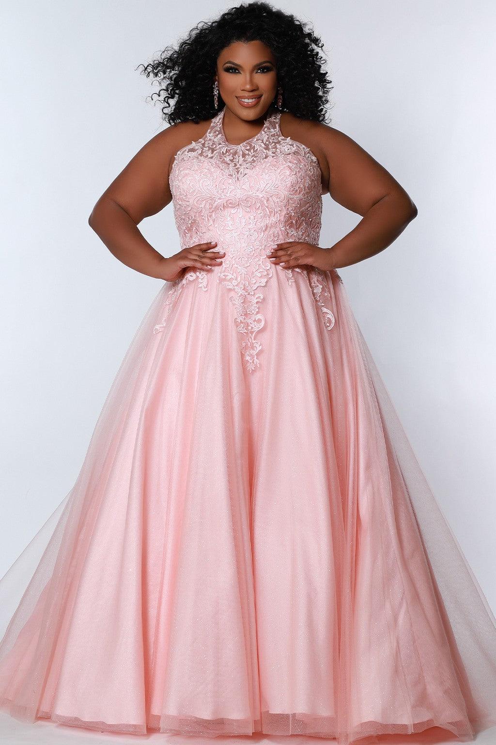 Plus Size Dresses Plus Size Long Halter Prom Dress Peach