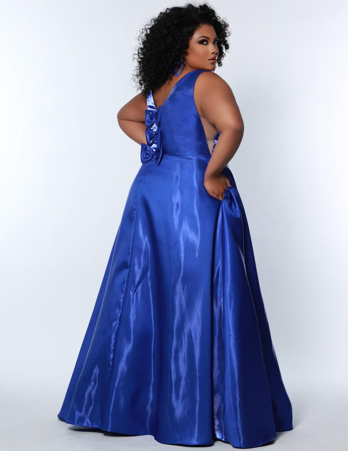 Plus Size Dresses Plus Size Long Sleeveless Prom Gown Sapphire