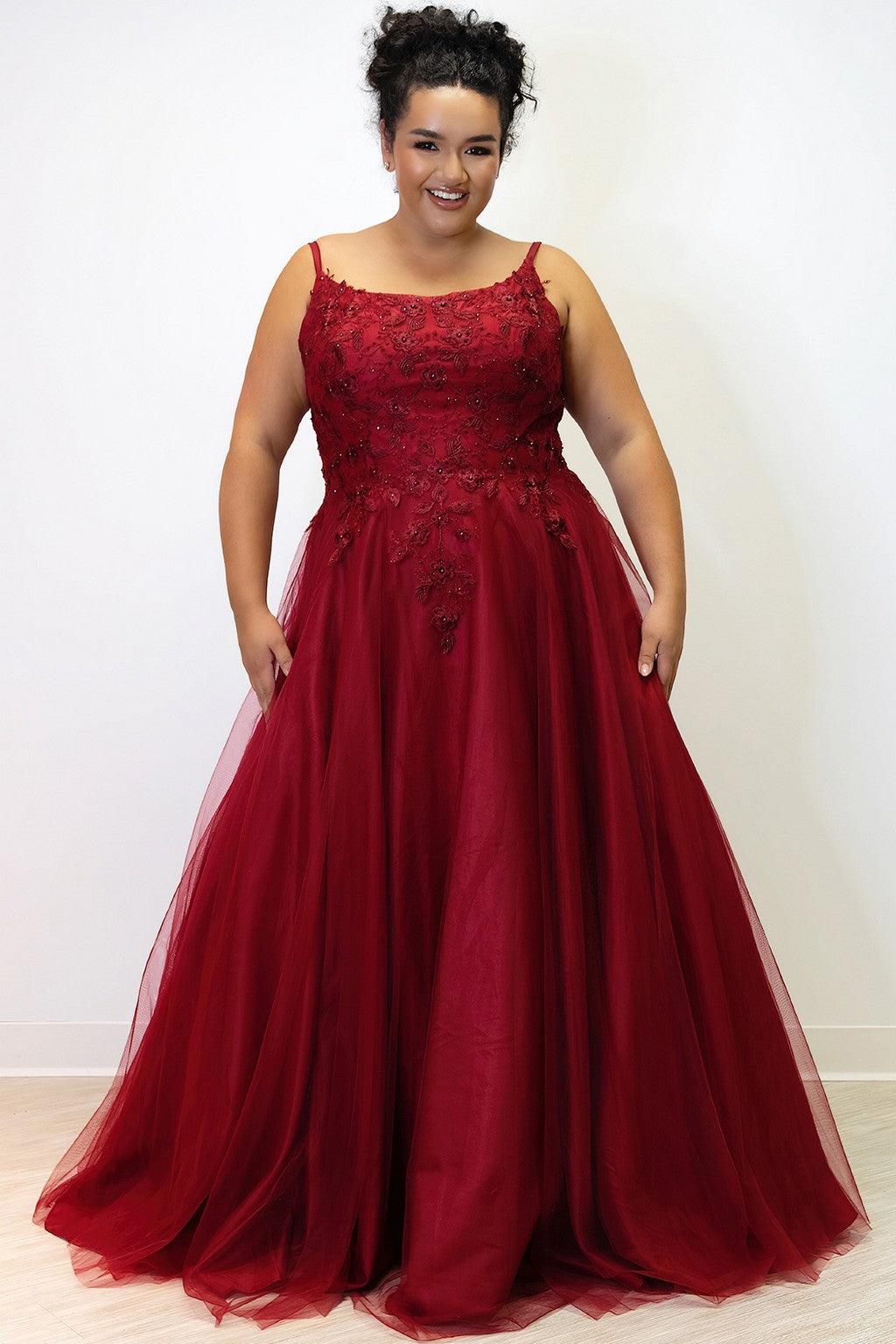 Plus Size Dresses Plus Size Long Formal Prom Dress Burgundy