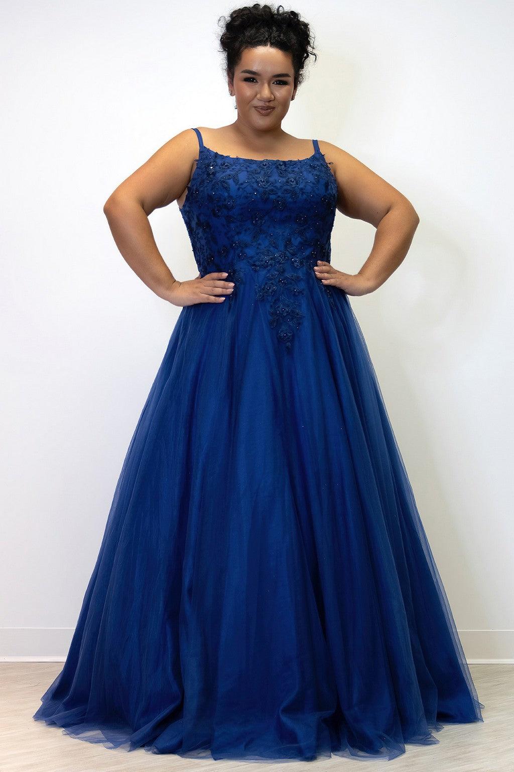 Plus Size Dresses Plus Size Long Formal Prom Dress Navy