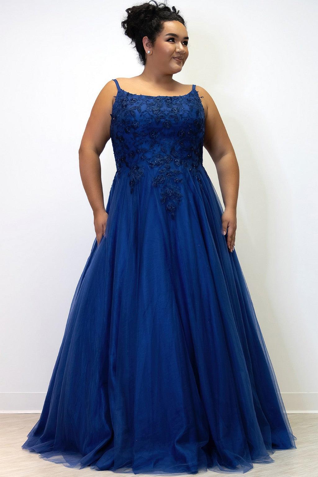 Plus Size Dresses Plus Size Long Formal Prom Dress Navy