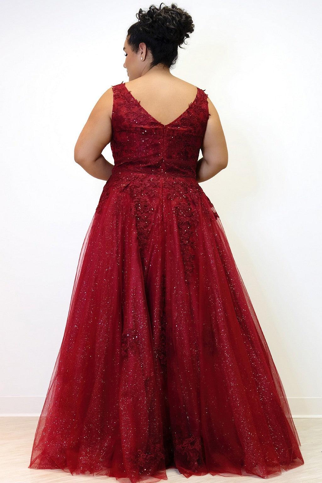 Plus Size Dresses Plus Size Long Glitter Prom Dress Wine