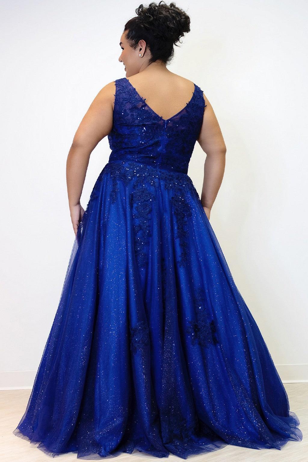 Plus Size Dresses Plus Size Long Glitter Prom Dress Midnight