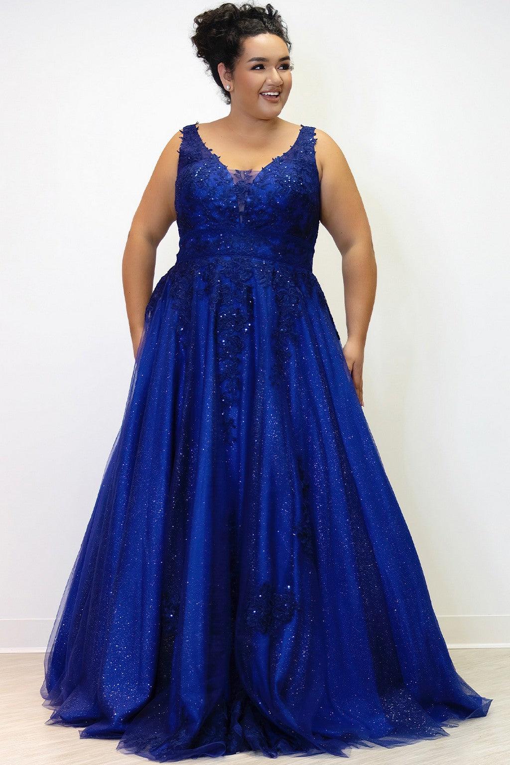 Plus Size Dresses Plus Size Long Glitter Prom Dress Midnight