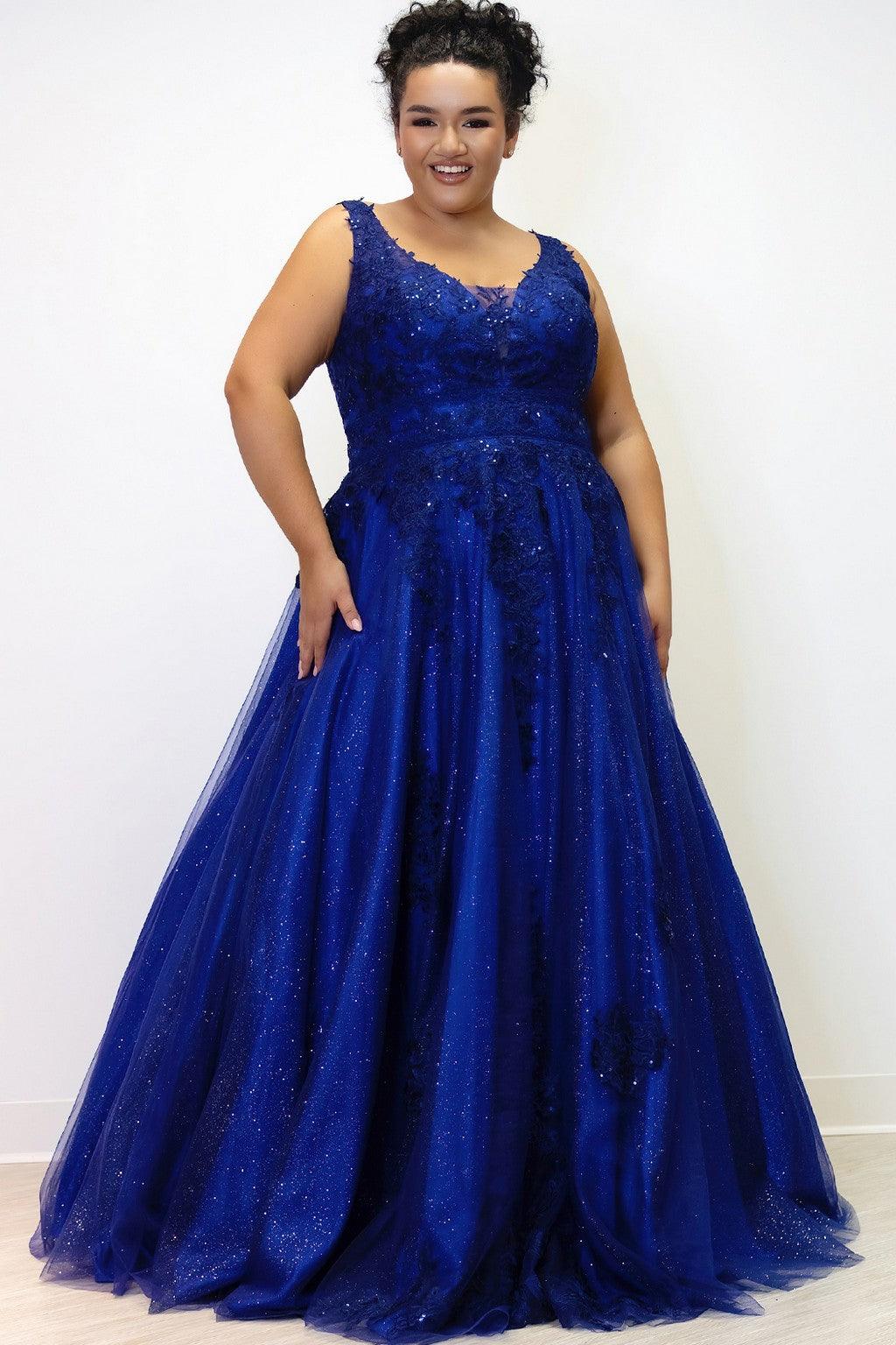 Plus Size Dresses Plus Size Long Glitter Prom Dress Midnight