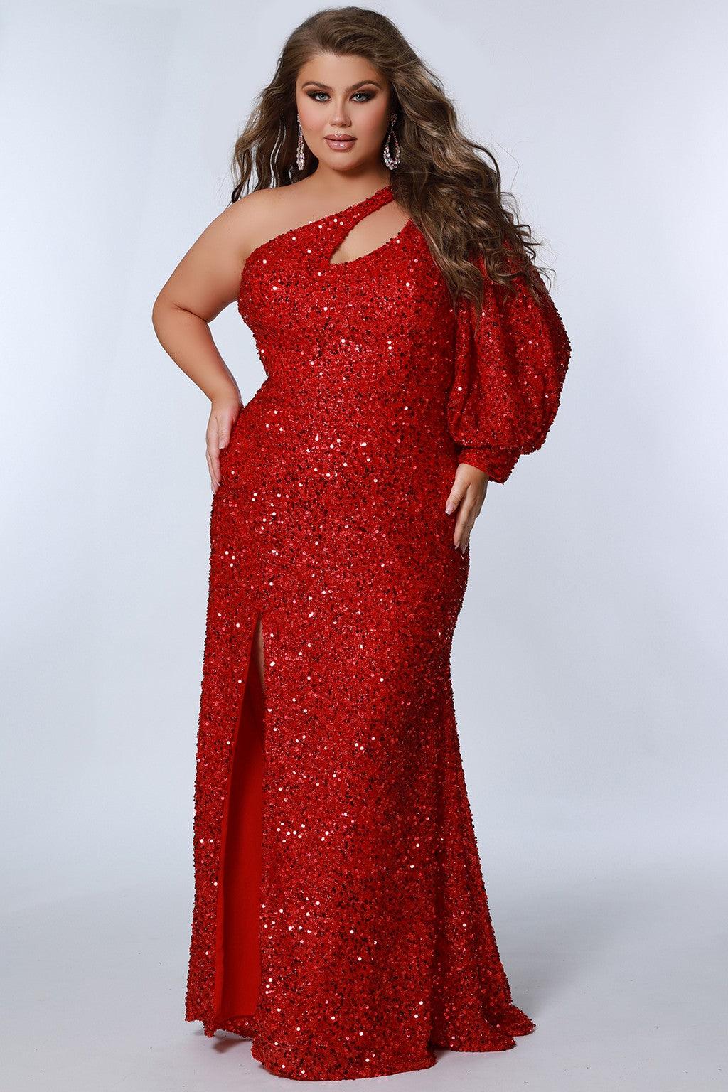 Plus Size Dresses Plus Size Long One Shoulder Prom Gown Ruby