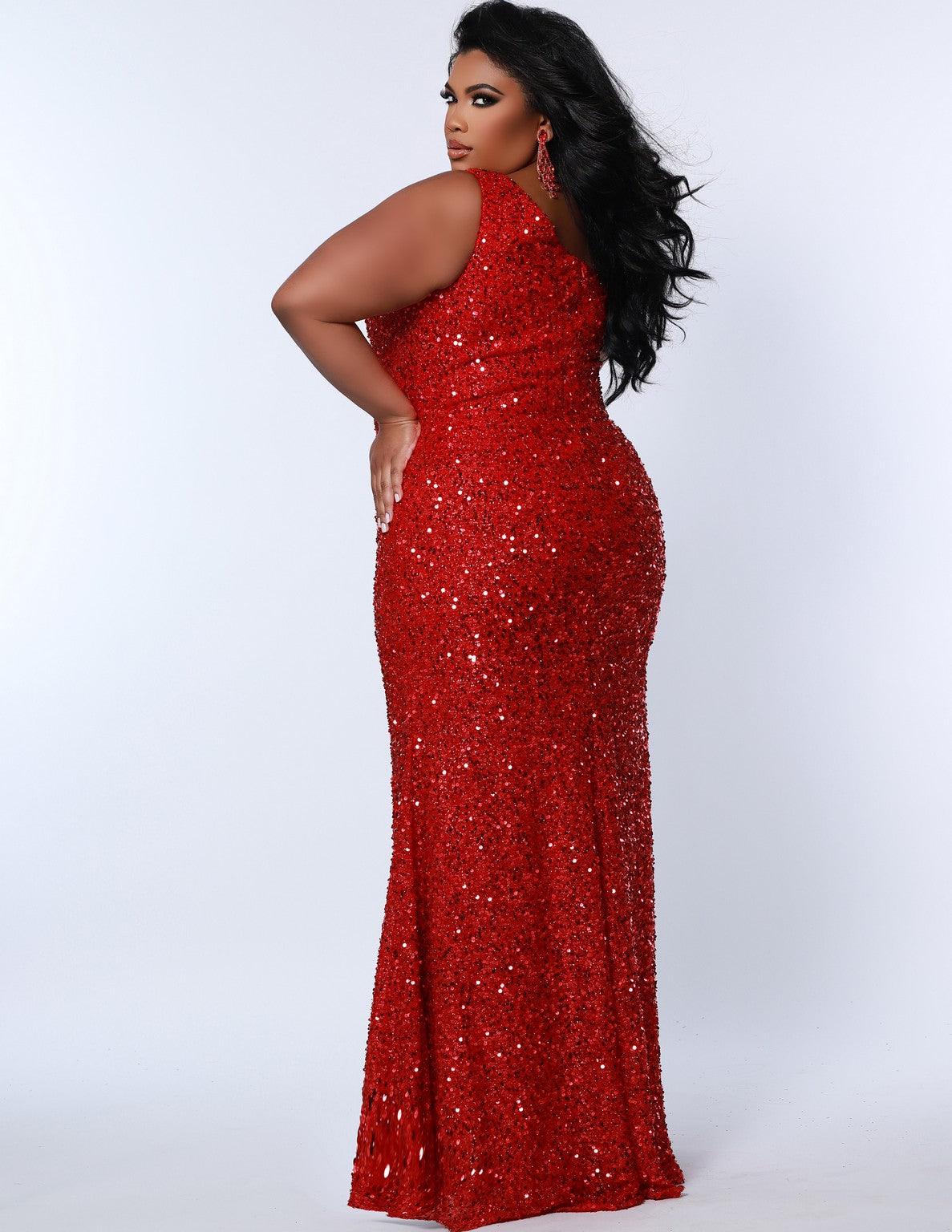 Plus Size Dresses Plus size Long One Shoulder Prom Dress Ruby