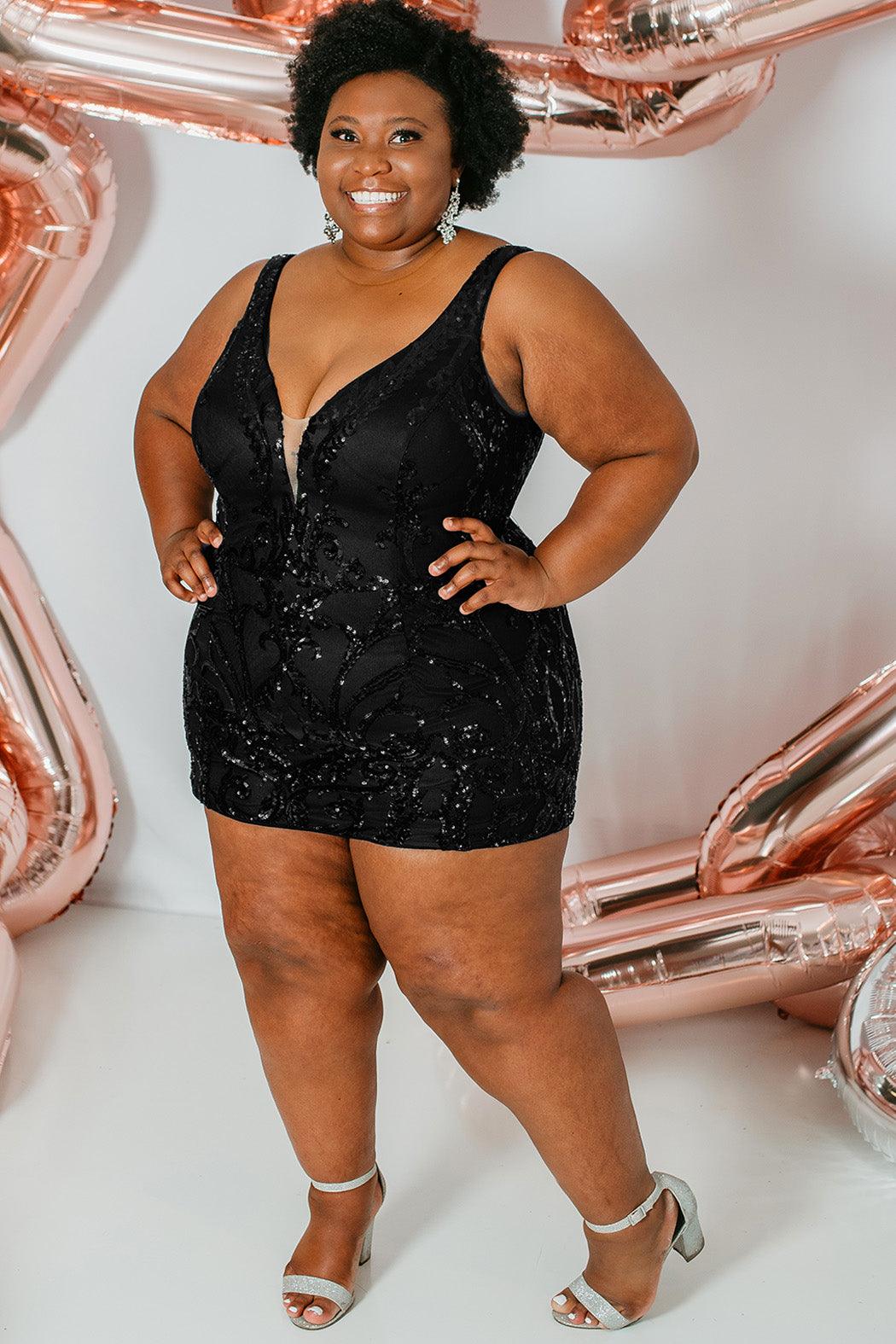  Plus Size Short Homecoming Dress Black